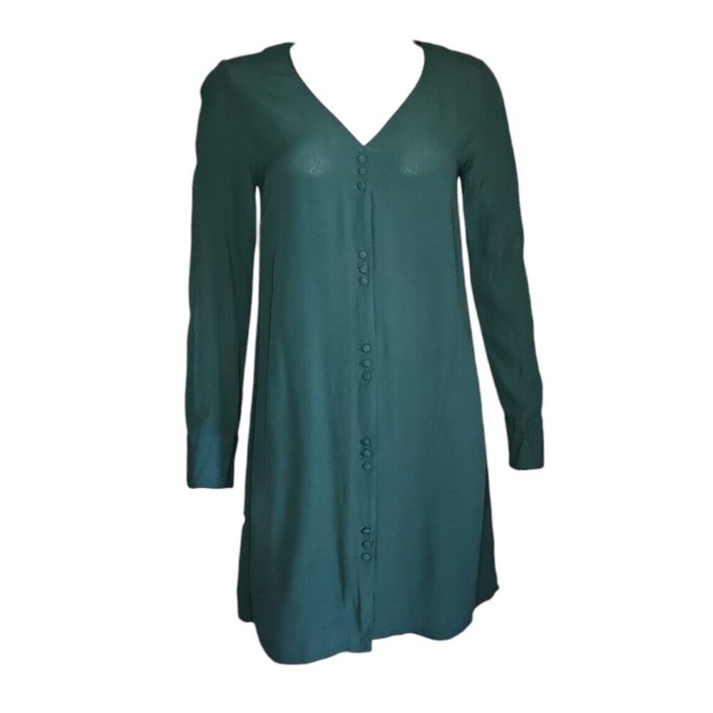 Madewell Dress Womens Size Xs Solid All Green But… - image 1